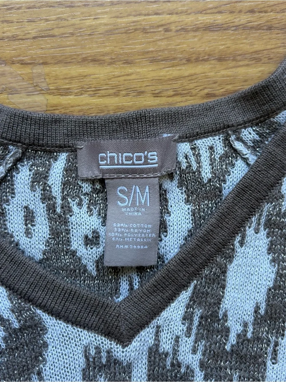 Chico’s Brown Cream Leopard Print V-Neck Women's Poncho Sweater Top Fall Sz S/M